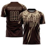 Maglia da calcio personalizzata con stampa a sublimazione marrone crema Maglia da calcio personalizzata con stampa a sublimazione marrone crema