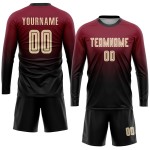 Maglia da calcio personalizzata Crimson Cream-Black Sublimation Fade Fashion Uniform Maglia da calcio personalizzata Crimson Cream-Black Sublimation Fade Fashion Uniform
