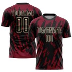 Maglia da calcio personalizzata Crimson Black-City Cream con stampa a sublimazione Maglia da calcio personalizzata Crimson Black-City Cream con stampa a sublimazione