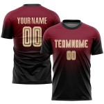 Maglia da calcio personalizzata Crimson Cream-Black Sublimation Fade Fashion Uniform Maglia da calcio personalizzata Crimson Cream-Black Sublimation Fade Fashion Uniform