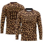 Maglia da calcio personalizzata con stampa leopardata marrone-oro antico Maglia da calcio personalizzata con stampa leopardata marrone-oro antico