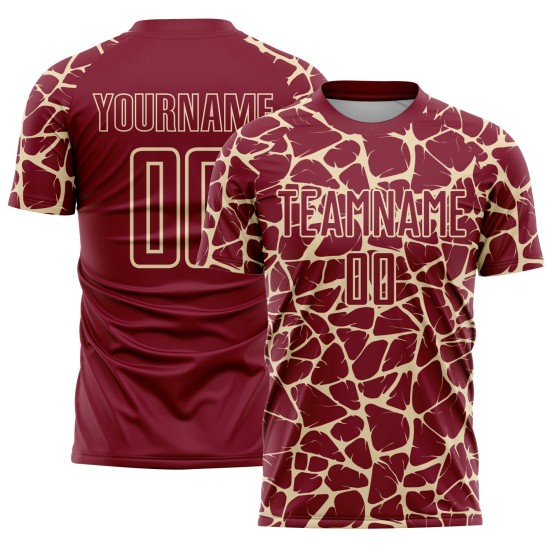 Maglia da calcio personalizzata Crimson Cream Abstract Network Splash Sublimazione Uniforme da calcio Maglia da calcio personalizzata Crimson Cream Abstract Network Splash Sublimazione Uniforme da calcio