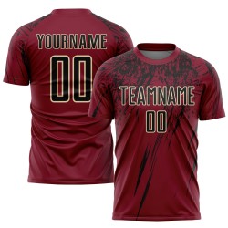 Maglia da calcio personalizzata Crimson Black-Crema con stampa a sublimazione