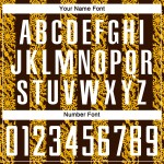 Maglia da calcio personalizzata con stampa a sublimazione di forma astratta marrone bianco-oro Maglia da calcio personalizzata con stampa a sublimazione di forma astratta marrone bianco-oro