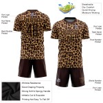 Maglia da calcio personalizzata con stampa leopardata marrone-oro antico Maglia da calcio personalizzata con stampa leopardata marrone-oro antico