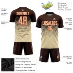 Maglia da calcio personalizzata con stampa a sublimazione marrone crema-arancione Maglia da calcio personalizzata con stampa a sublimazione marrone crema-arancione