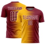 Maglia da calcio personalizzata con stampa a sublimazione Crimson Gold-White Gradient Line Maglia da calcio personalizzata con stampa a sublimazione Crimson Gold-White Gradient Line