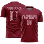 Maglia da calcio personalizzata con stampa a sublimazione di forme geometriche bianche e cremisi Maglia da calcio personalizzata con stampa a sublimazione di forme geometriche bianche e cremisi