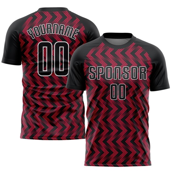 Maglia da calcio personalizzata Crimson Black-White Sublimation Maglia da calcio personalizzata Crimson Black-White Sublimation