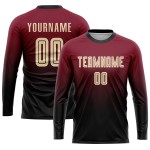 Maglia da calcio personalizzata Crimson Cream-Black Sublimation Fade Fashion Uniform Maglia da calcio personalizzata Crimson Cream-Black Sublimation Fade Fashion Uniform