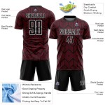 Maglia da calcio personalizzata Crimson Black-White con forme geometriche astratte stampate a sublimazione Maglia da calcio personalizzata Crimson Black-White con forme geometriche astratte stampate a sublimazione