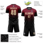 Maglia da calcio personalizzata Crimson Cream-Black Sublimation Fade Fashion Uniform Maglia da calcio personalizzata Crimson Cream-Black Sublimation Fade Fashion Uniform