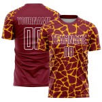 Maglia da calcio personalizzata Crimson Gold-White Abstract Network Splash Sublimazione Uniforme da calcio Maglia da calcio personalizzata Crimson Gold-White Abstract Network Splash Sublimazione Uniforme da calcio
