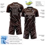 Maglia da calcio personalizzata con sublimazione Brown White Lightning Maglia da calcio personalizzata con sublimazione Brown White Lightning