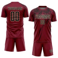 Maglia da calcio personalizzata Crimson Black-Crema con stampa a sublimazione