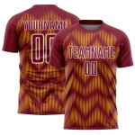 Maglia da calcio personalizzata con stampa a sublimazione Crimson Gold-White Line Maglia da calcio personalizzata con stampa a sublimazione Crimson Gold-White Line
