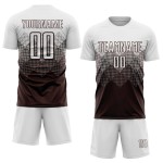 Maglia da calcio personalizzata marrone bianca con stampa a sublimazione Maglia da calcio personalizzata marrone bianca con stampa a sublimazione