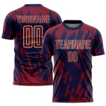 Maglia da calcio personalizzata Crimson Navy-City Cream con stampa a sublimazione Maglia da calcio personalizzata Crimson Navy-City Cream con stampa a sublimazione