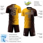 Maglia da calcio personalizzata con stampa a sublimazione con gradiente marrone oro-bianco Maglia da calcio personalizzata con stampa a sublimazione con gradiente marrone oro-bianco