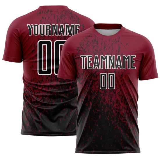 Maglia da calcio personalizzata Crimson Black-White Abstract Fragment Art Sublimation Uniform Maglia da calcio personalizzata Crimson Black-White Abstract Fragment Art Sublimation Uniform