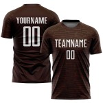 Maglia da calcio personalizzata marrone bianca con stampa a sublimazione Maglia da calcio personalizzata marrone bianca con stampa a sublimazione