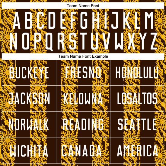 Maglia da calcio personalizzata con stampa a sublimazione di forma astratta marrone bianco-oro Maglia da calcio personalizzata con stampa a sublimazione di forma astratta marrone bianco-oro