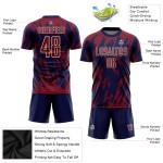Maglia da calcio personalizzata Crimson Navy-City Cream con stampa a sublimazione Maglia da calcio personalizzata Crimson Navy-City Cream con stampa a sublimazione