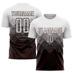 Maglia da calcio personalizzata marrone bianca con stampa a sublimazione Maglia da calcio personalizzata marrone bianca con stampa a sublimazione