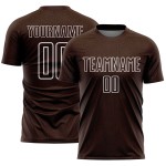 Maglia da calcio personalizzata con stampa a sublimazione di forme geometriche marroni e bianche Maglia da calcio personalizzata con stampa a sublimazione di forme geometriche marroni e bianche