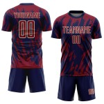 Maglia da calcio personalizzata Crimson Navy-City Cream con stampa a sublimazione Maglia da calcio personalizzata Crimson Navy-City Cream con stampa a sublimazione