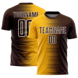 Maglia da calcio personalizzata con stampa a sublimazione con gradiente marrone oro-bianco