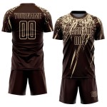 Maglia da calcio personalizzata con stampa a sublimazione marrone crema Maglia da calcio personalizzata con stampa a sublimazione marrone crema