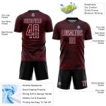 Maglia da calcio personalizzata Crimson Black-White Line stampata a sublimazione Maglia da calcio personalizzata Crimson Black-White Line stampata a sublimazione