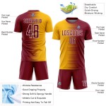 Maglia da calcio personalizzata con stampa a sublimazione Crimson Gold-White Gradient Line Maglia da calcio personalizzata con stampa a sublimazione Crimson Gold-White Gradient Line