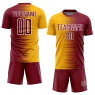 Maglia da calcio personalizzata con stampa a sublimazione Crimson Gold-White Gradient Line